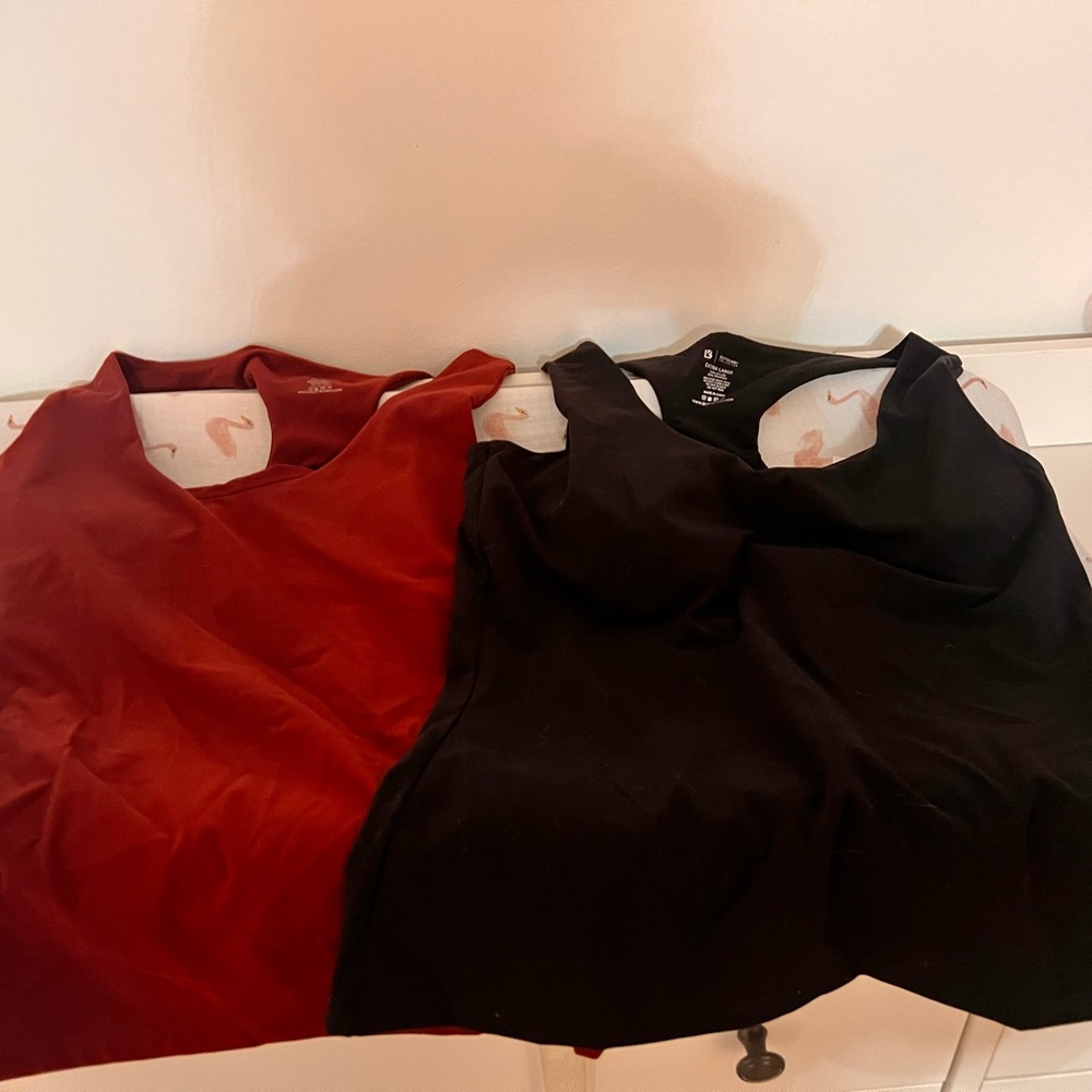 Two-Color Racerback Tank Tops - Black & Deep Red